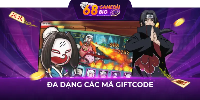 Đa dạng các mã giftcode